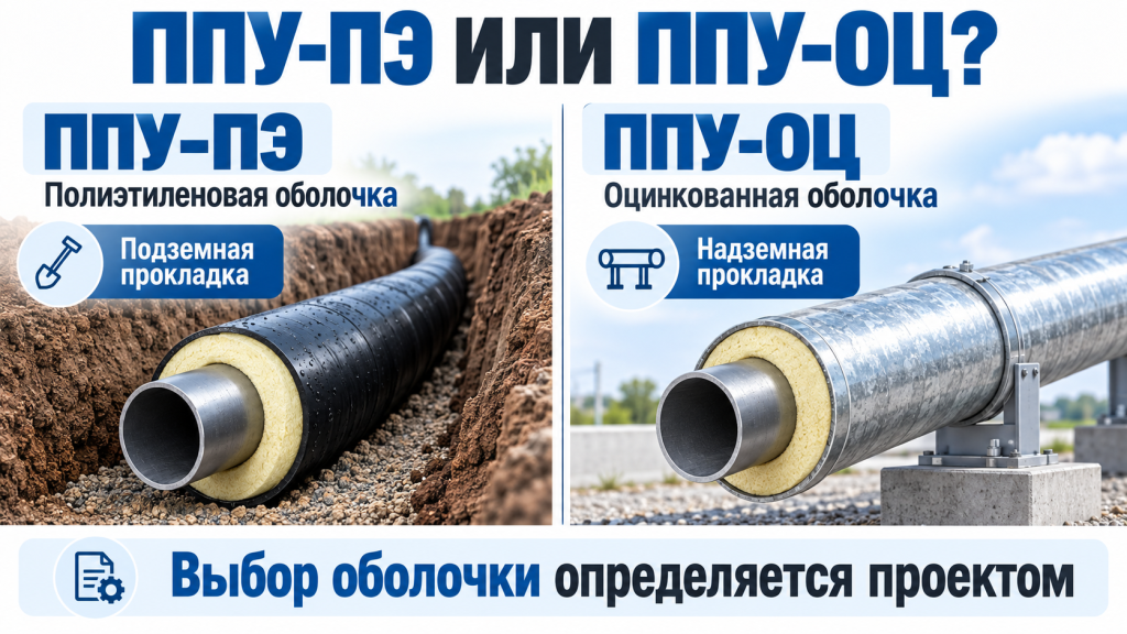 Сравнение труб ППУ-ПЭ и ППУ-ОЦ для подземной и надземной прокладки